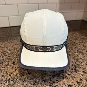KAVU Strapcap 5 Panel Hat Medium Adjustable Cream Gray Geometric Nylon